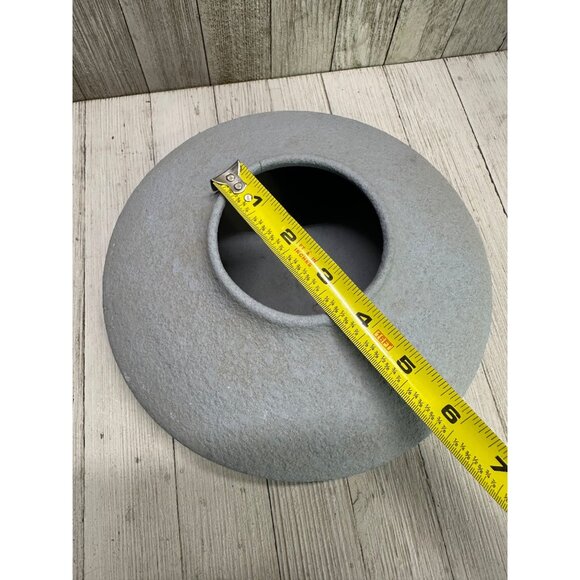 Vtg MCM Textured Blue Gray Tinted Pottery Vase Home Decor Signature 9.5" DIA - Picture 8 of 10